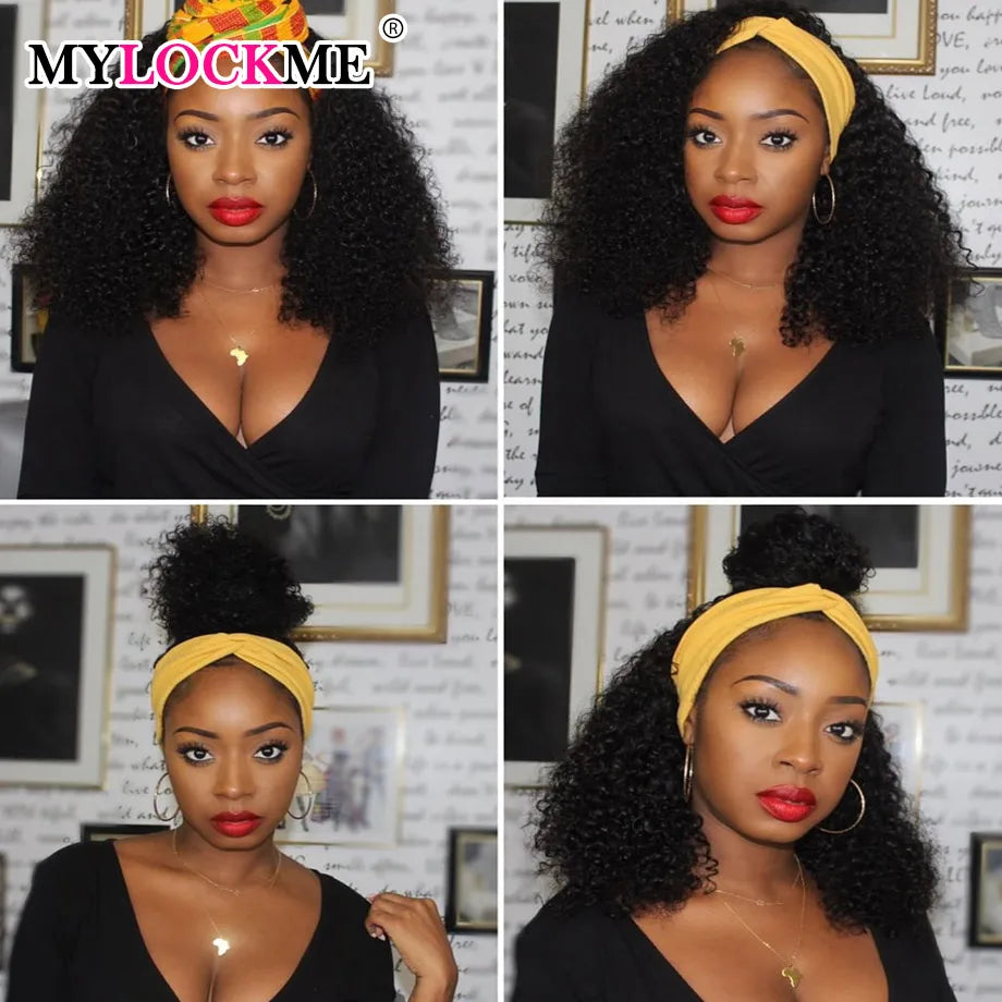 MYLOCKME Kinky Curly Headband Wig – 100% Brazilian Remy Human Hair