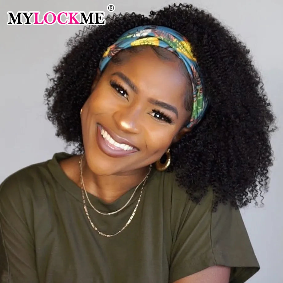 MYLOCKME Kinky Curly Headband Wig – 100% Brazilian Remy Human Hair