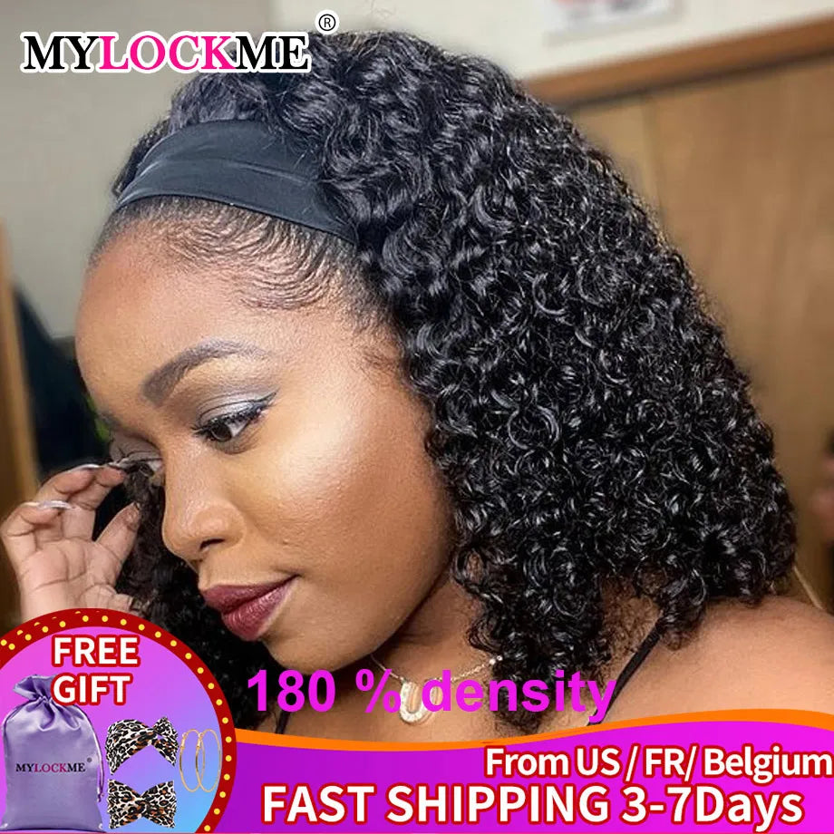 MYLOCKME Kinky Curly Headband Wig – 100% Brazilian Remy Human Hair