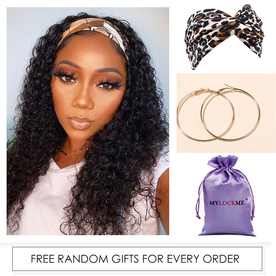 MYLOCKME Kinky Curly Headband Wig – 100% Brazilian Remy Human Hair