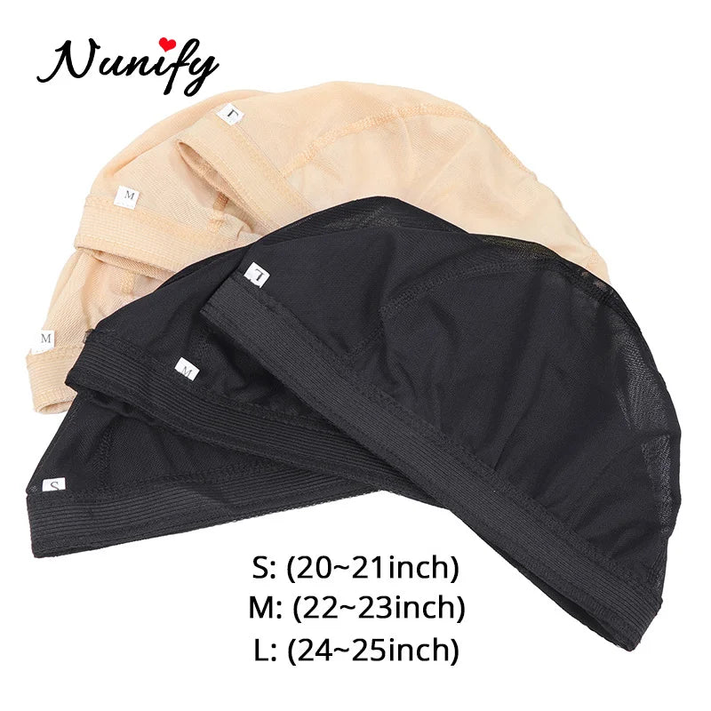 Nunify Spandex Mesh Dome Wig Cap – Stretchable Weaving Cap for Sew-In &a Wig Making (2Pcs/Lot)