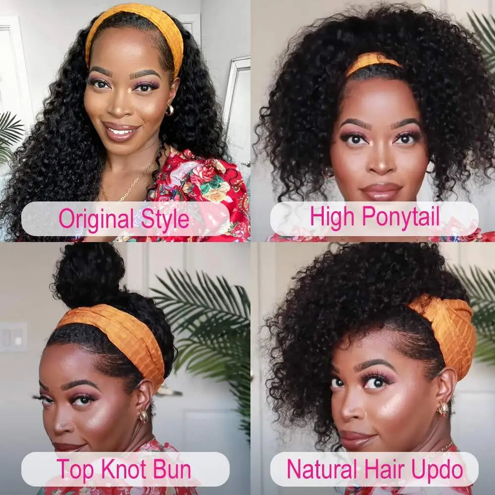 MYLOCKME Kinky Curly Headband Wig – 100% Brazilian Remy Human Hair