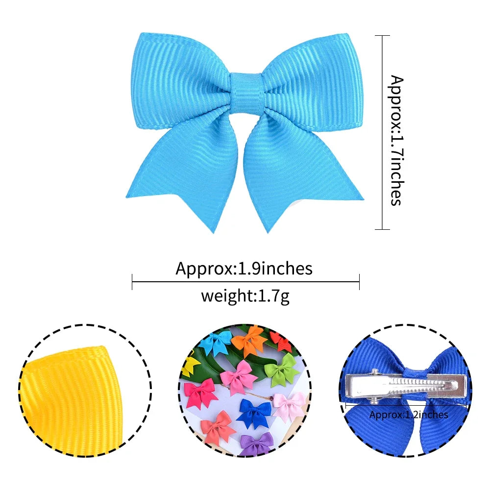 Solid Color Kids Bows Hair Clips 10 Pcs