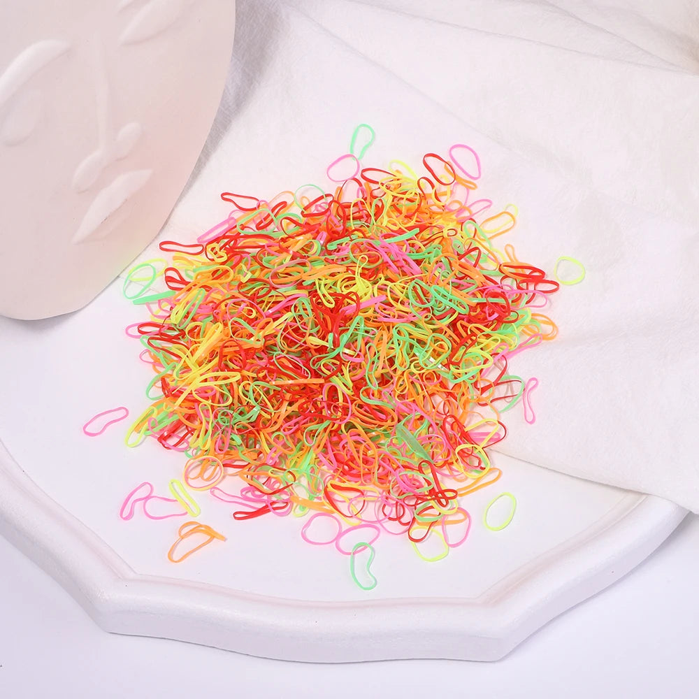 500Pcs Colorful Elastic Disposable Soft Rubber Bands – Kids’ Hair Ties & Ponytail Holders