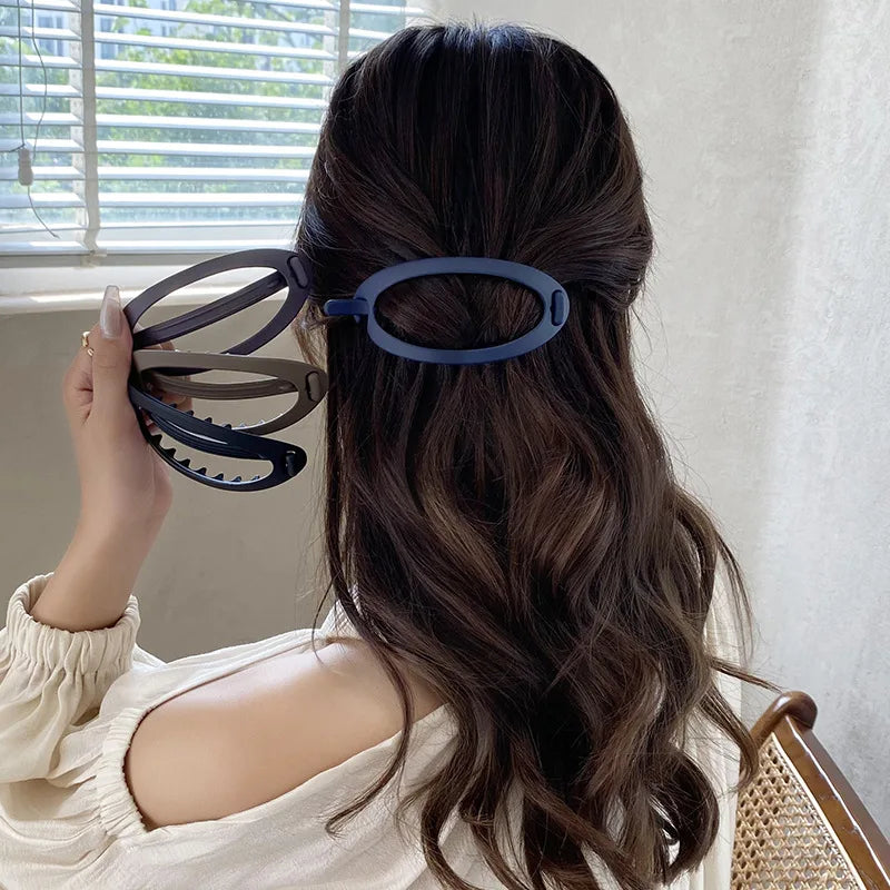 Frosted  Elegant Women Oval Hair Clips