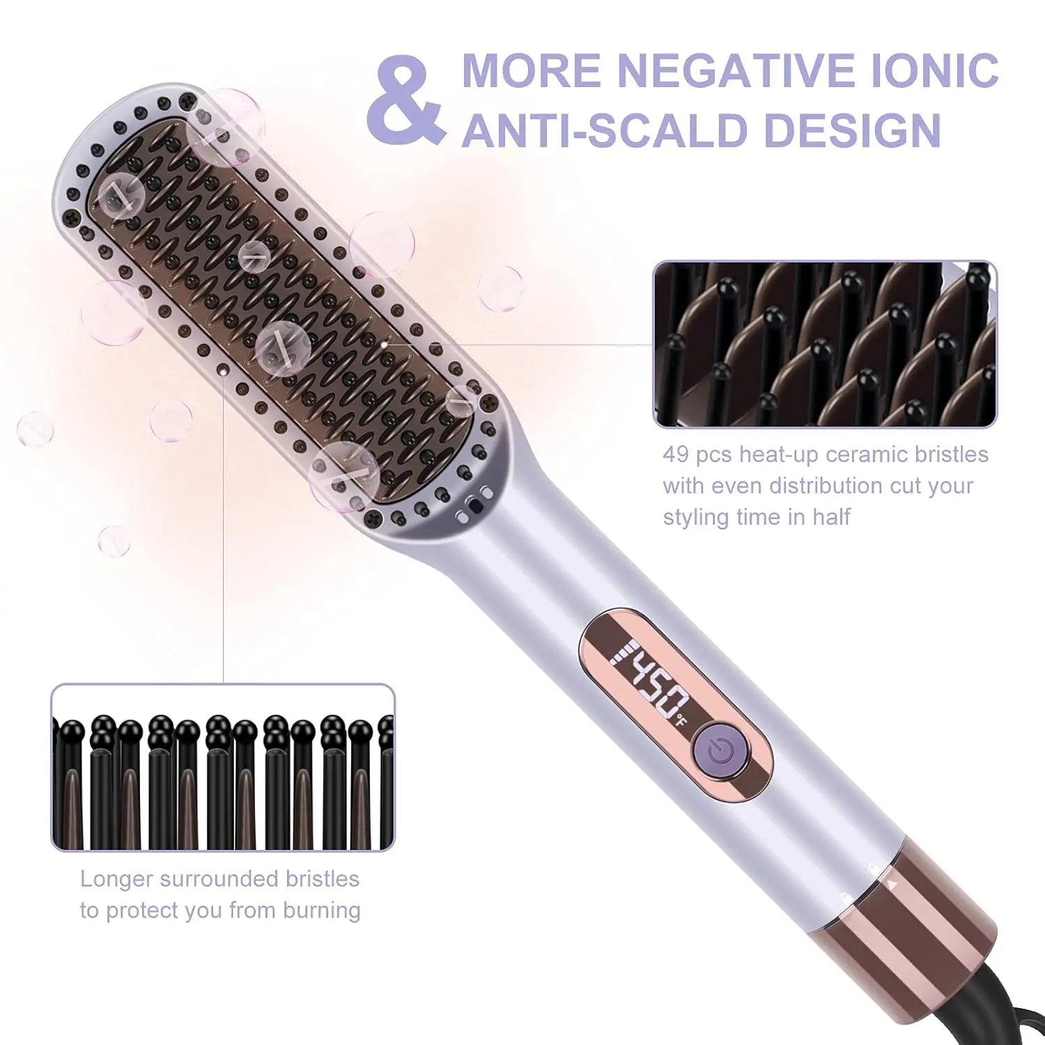 Flat Iron,1.25'' Curling Iron Hair Straightener Brush with Detachable Power