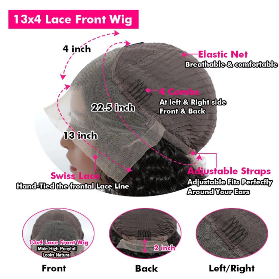 Jessenia Glueless Wig Human Hair Ready To Wear Kinky Curly Bob Wigs For Women Deep Curl Bob Wig 100% Human Hair Wigs PreCut Lace