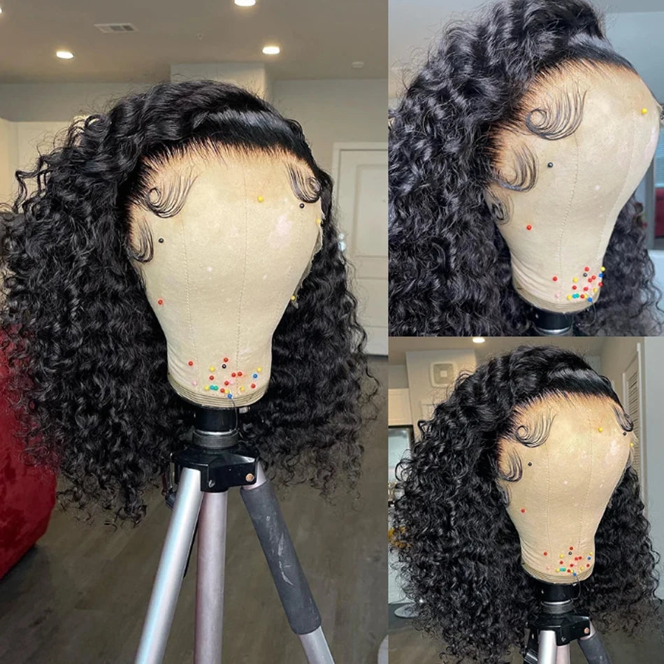 Jessenia Glueless Wig Human Hair Ready To Wear Kinky Curly Bob Wigs For Women Deep Curl Bob Wig 100% Human Hair Wigs PreCut Lace
