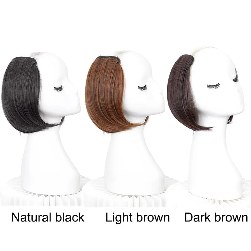 Synthetic Short Straight  Half Head 4Clips Hair Extension