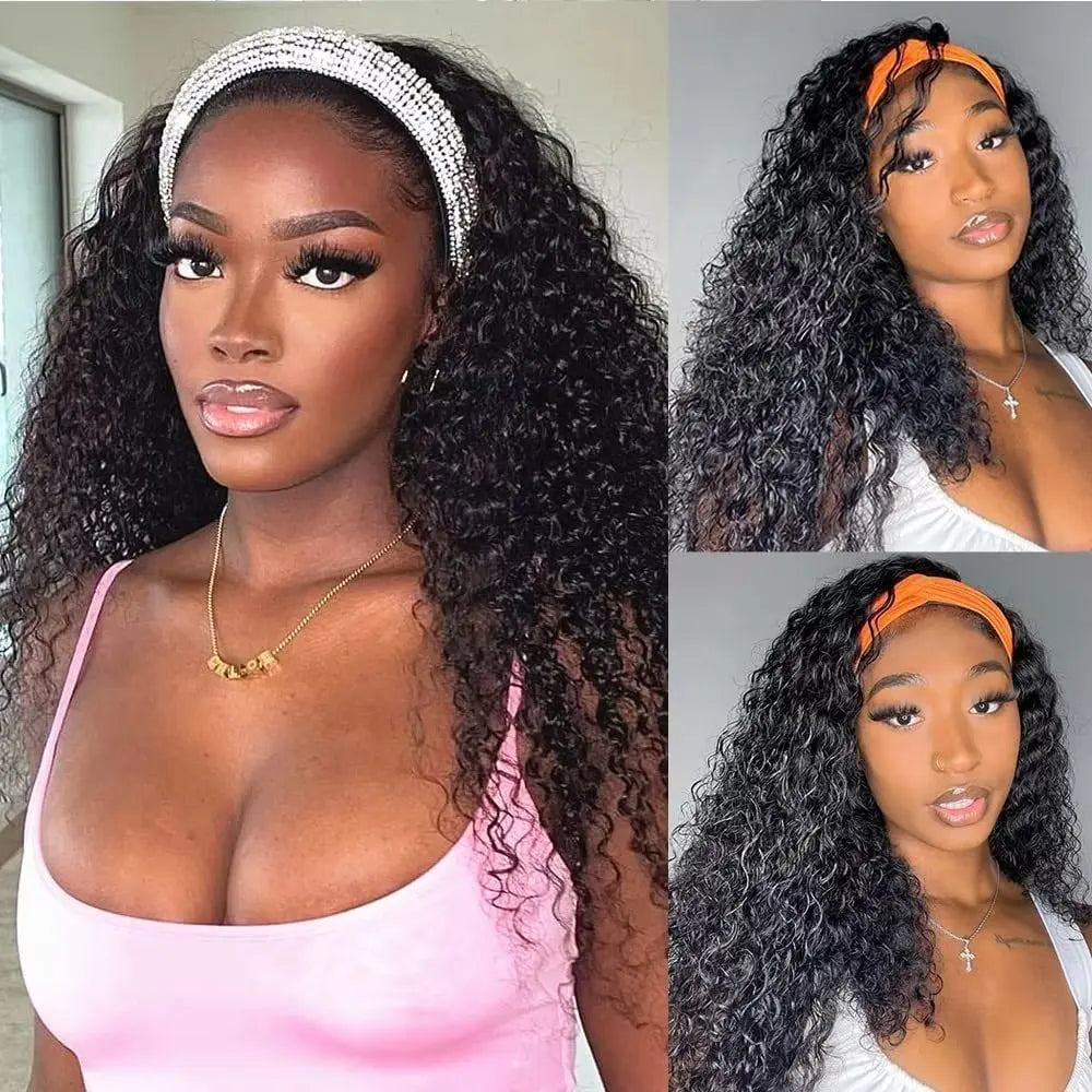 Brazilian Kinky Curly Headband Wig – Wear &Go Glueless Human Hair Wig