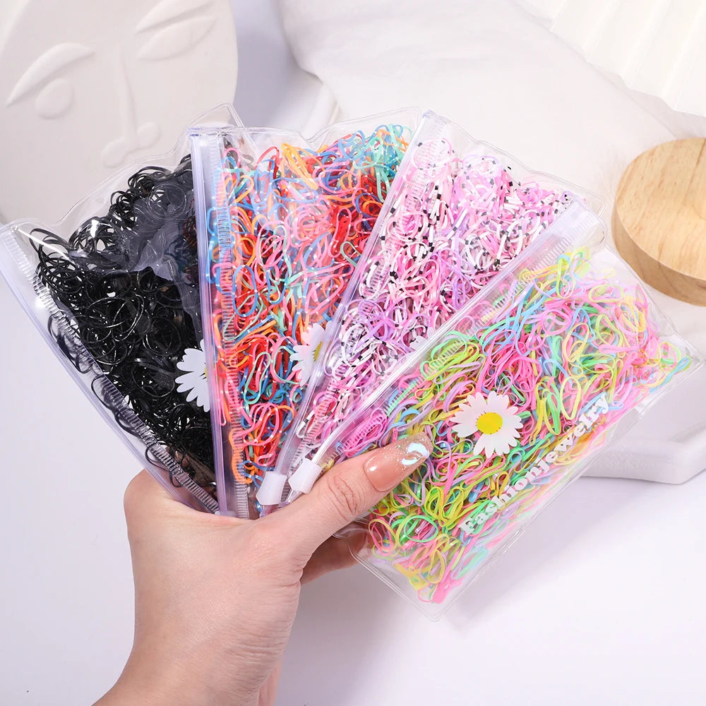 500Pcs Colorful Elastic Disposable Soft Rubber Bands – Kids’ Hair Ties & Ponytail Holders