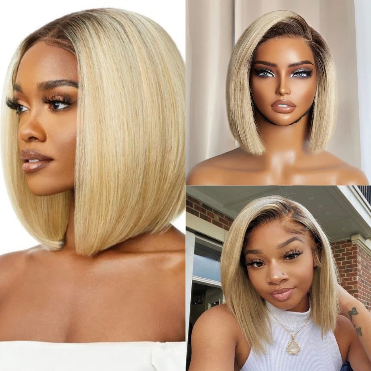 Glueless Bob Straight Wigs HD Lace Frontal Wig