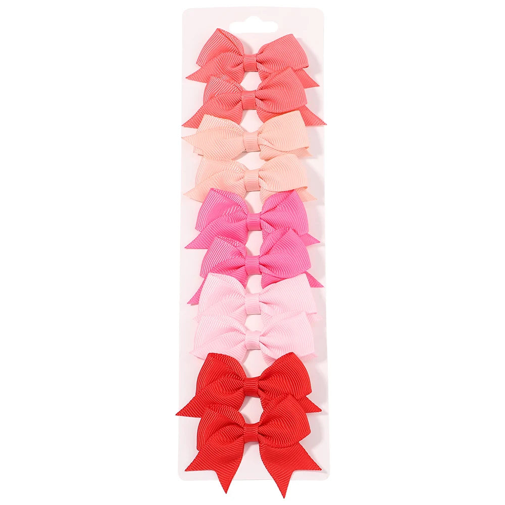 Solid Color Kids Bows Hair Clips 10 Pcs