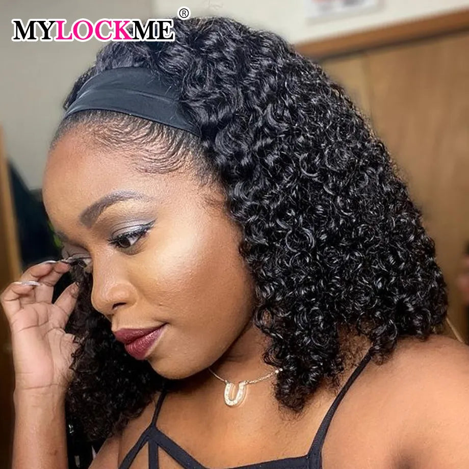 MYLOCKME Kinky Curly Headband Wig – 100% Brazilian Remy Human Hair