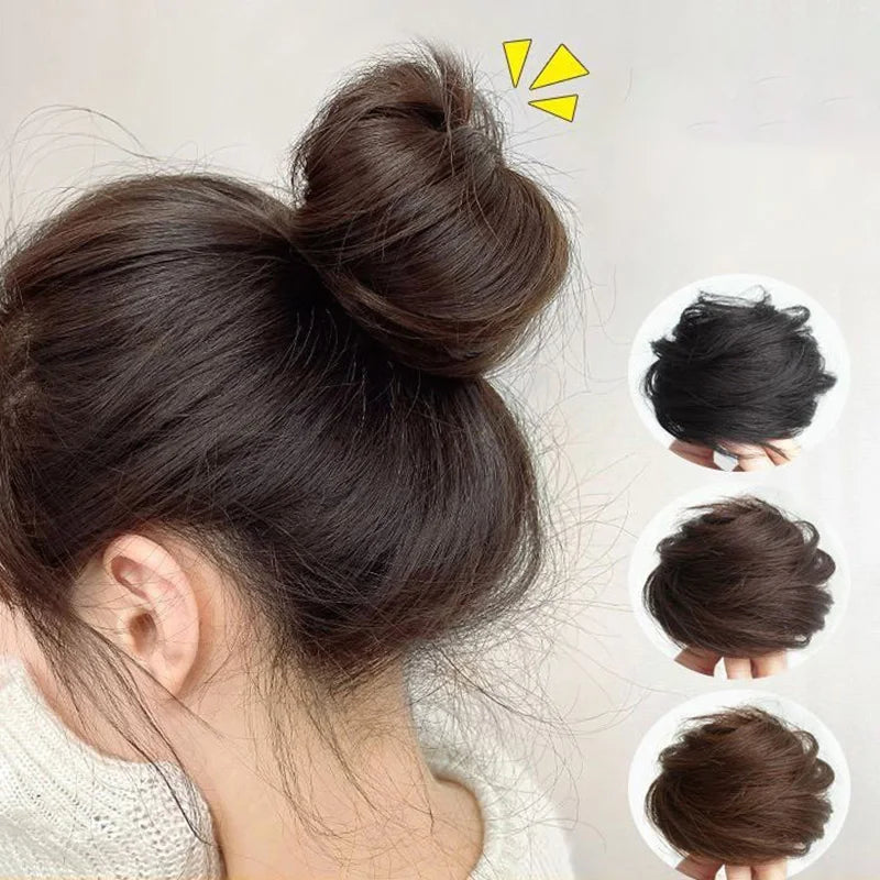 Invisible Seamless Natural Women Fluffy Bun Hair Tie