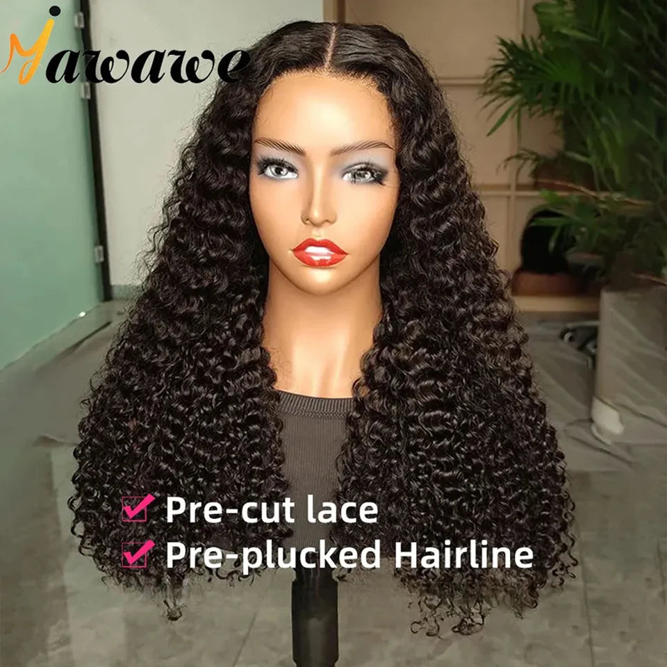 YAWAWE Pre-Bleached Glueless Curly Human Wig