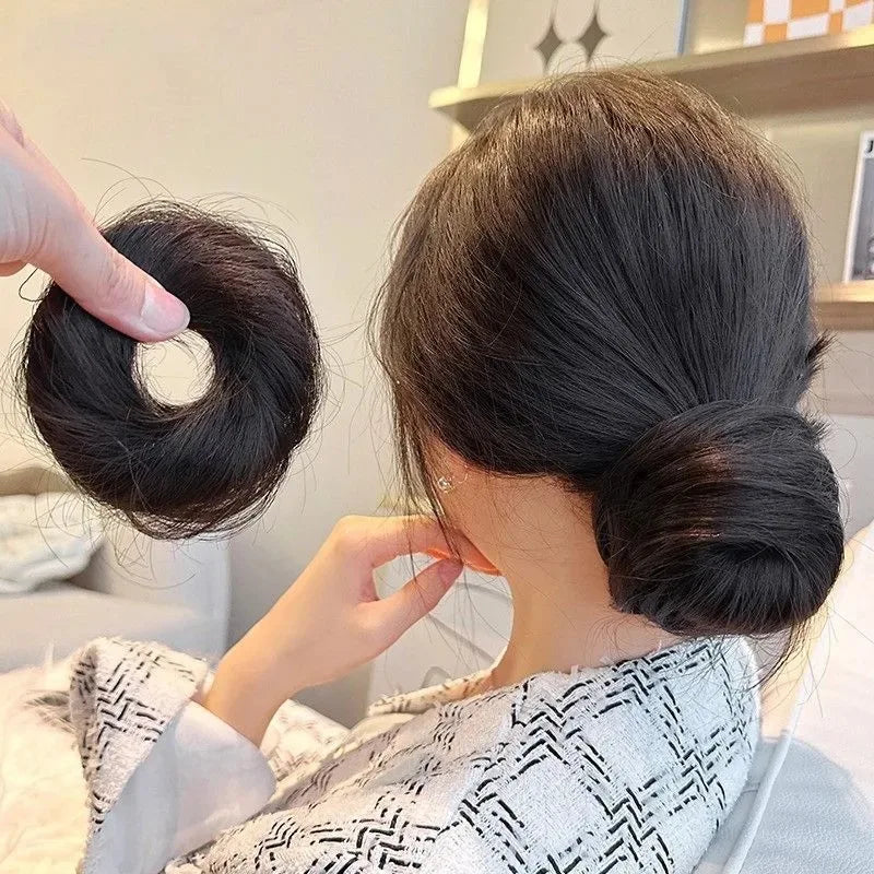 Invisible Seamless Natural Women Fluffy Bun Hair Tie