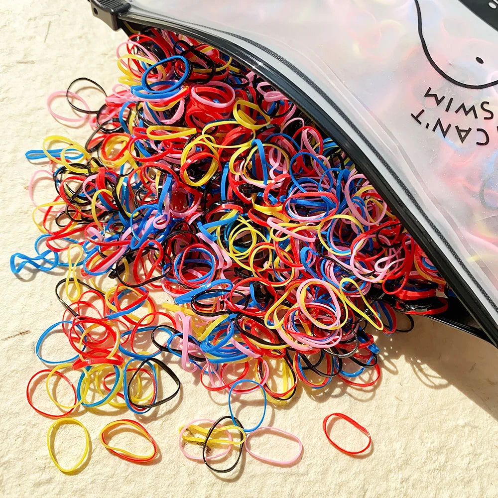 500Pcs Colorful Elastic Disposable Soft Rubber Bands – Kids’ Hair Ties & Ponytail Holders