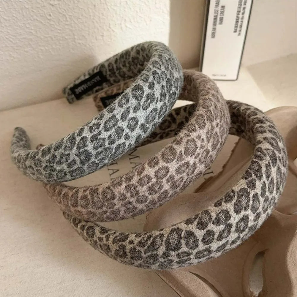 High-End Suede Leopard Print Sponge Headbands