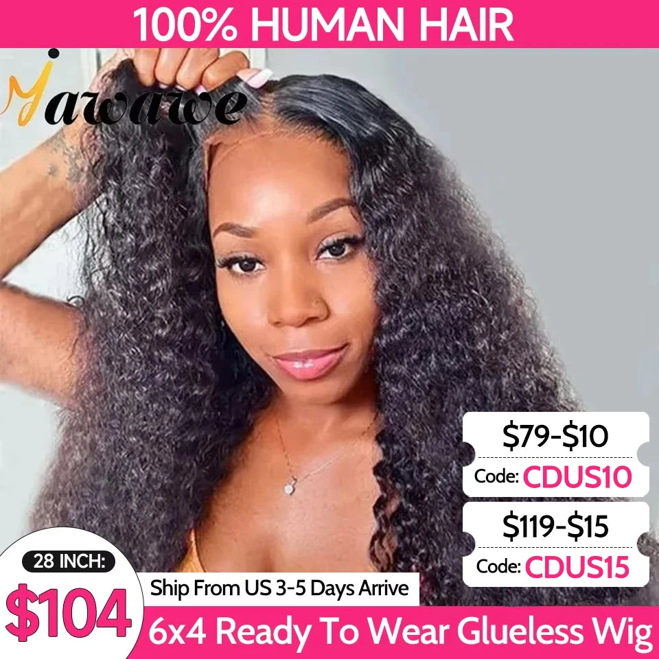 YAWAWE Pre-Bleached Glueless Curly Human Wig