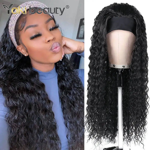 Long Kinky Curly Headband Wigs