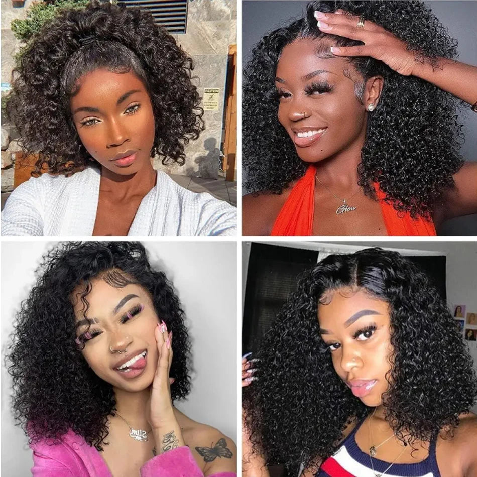 Jessenia Glueless Wig Human Hair Ready To Wear Kinky Curly Bob Wigs For Women Deep Curl Bob Wig 100% Human Hair Wigs PreCut Lace