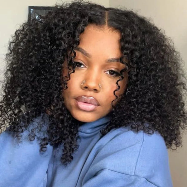 Jessenia Glueless Wig Human Hair Ready To Wear Kinky Curly Bob Wigs For Women Deep Curl Bob Wig 100% Human Hair Wigs PreCut Lace
